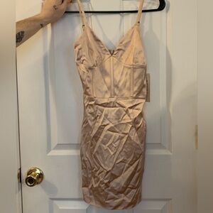 Meshki Satin Blush Pink Corset Mini Dress
